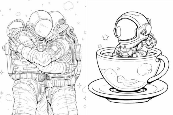 Astronaut coloring pages for kids and adults