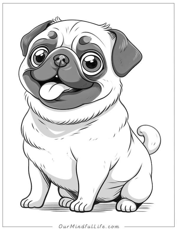 Cute and simple pug coloring page for kids