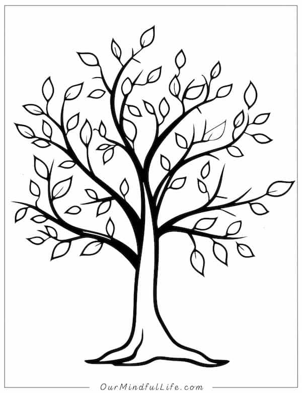 Fall tree coloring page