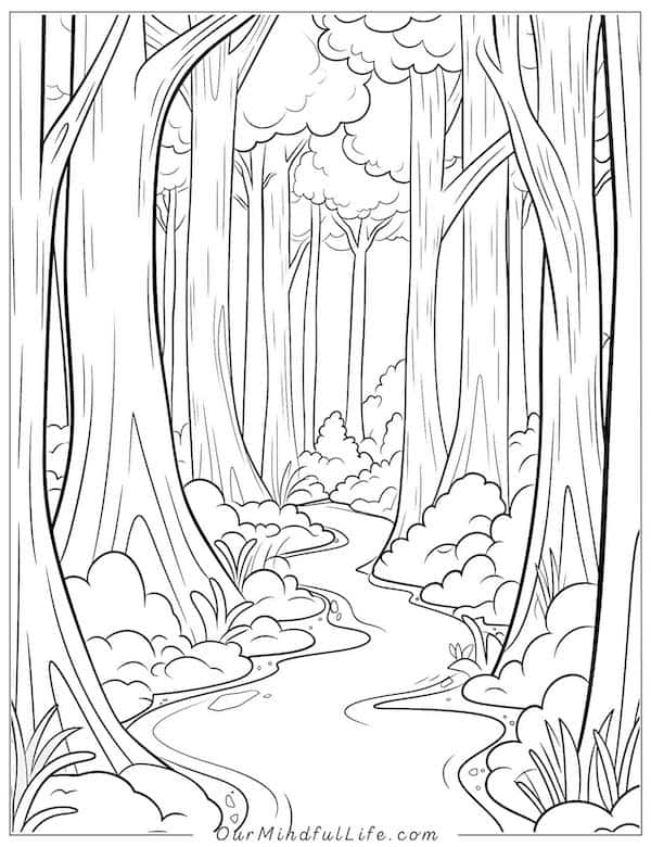 Mystic forest coloring page