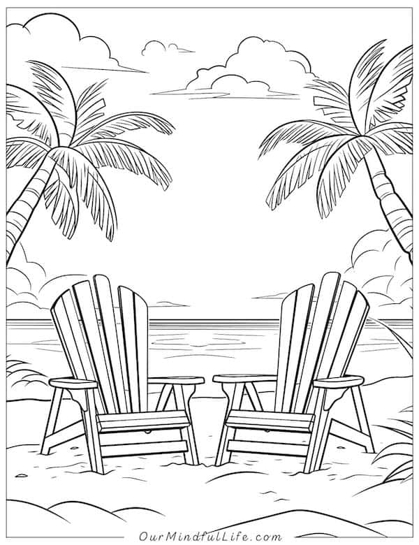 Private beach with armchairs