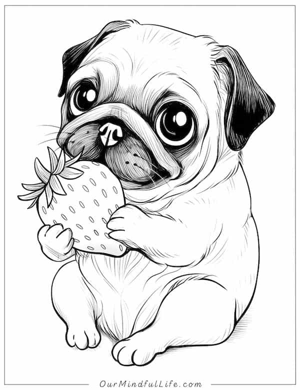 Pug's strawberry snack