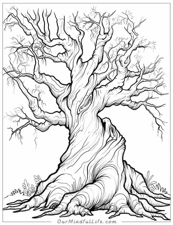 Scary monster tree coloring page