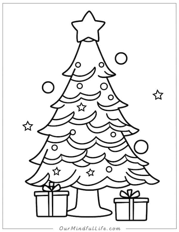 Simple Christmas tree coloring page
