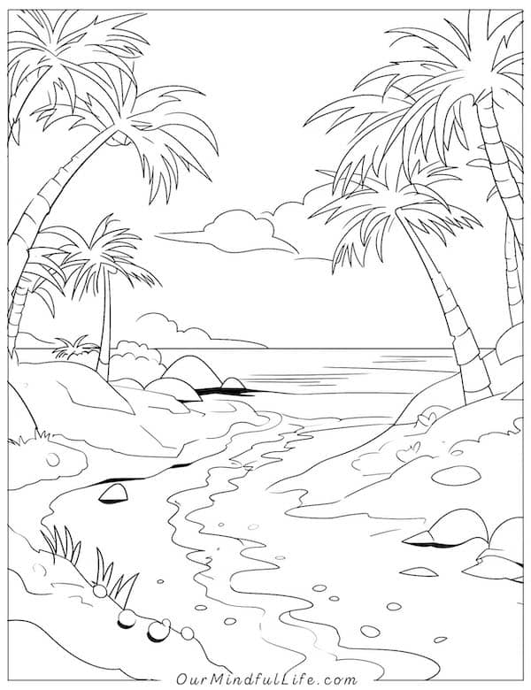 Simple beach coloring page
