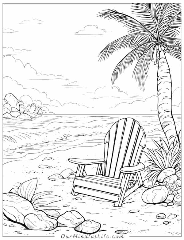 Simple beach scene with armchair