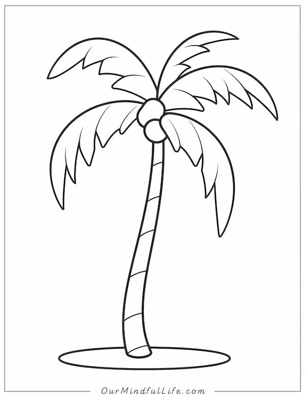 Simple palm tree coloring page