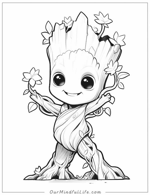 Super cute Groot coloring page