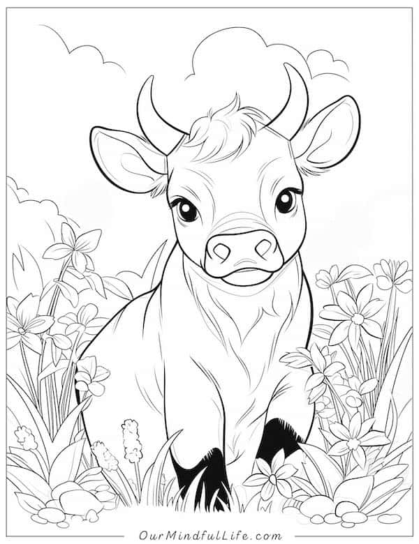 Cow on the farm coloring page