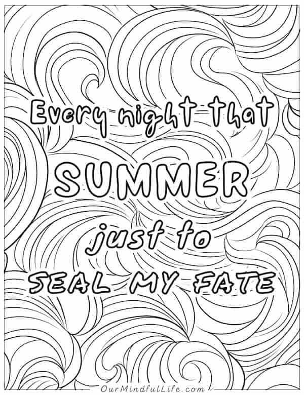 Cruel summer_Taylor Swift lyrics coloring page