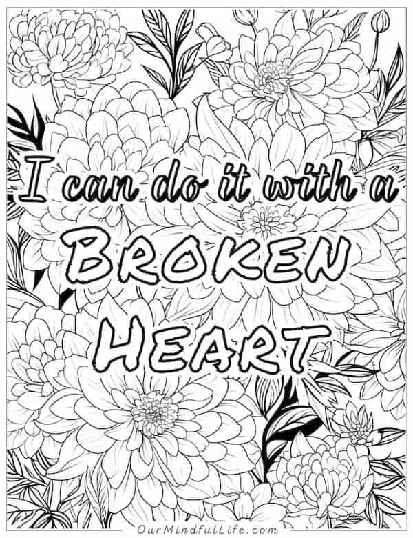 I can do it with a broken heart_Taylor Swift lyrics coloring page