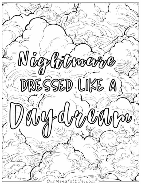 Nightmare dressed like a daydream_Taylor Swift lyrics coloring page