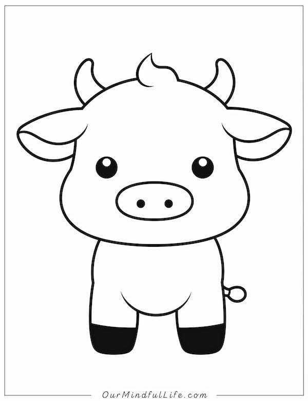 Simple cow coloring page for kids