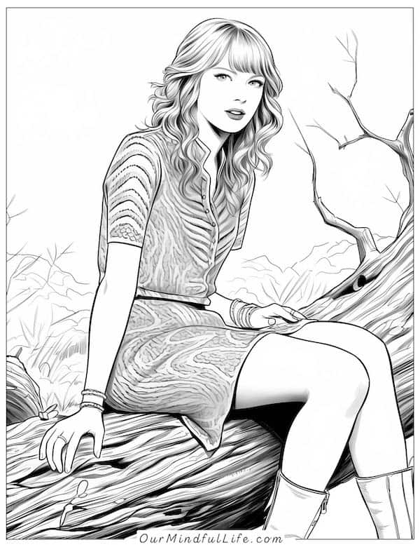 Taylor Swift In the woods coloring page