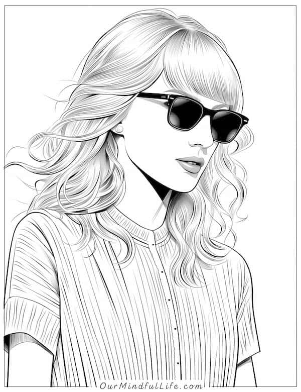 Taylor with sunglasses coloring page