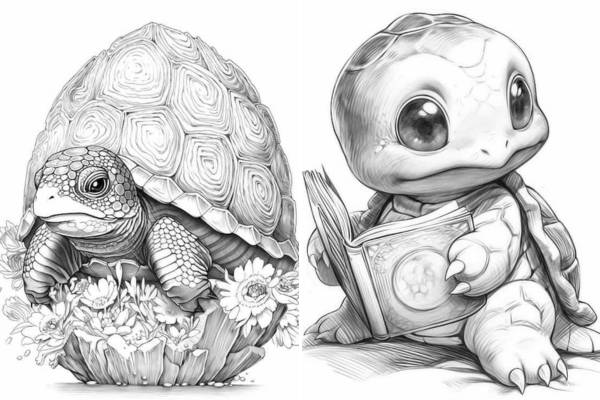 turtle coloring pages for kids and adults