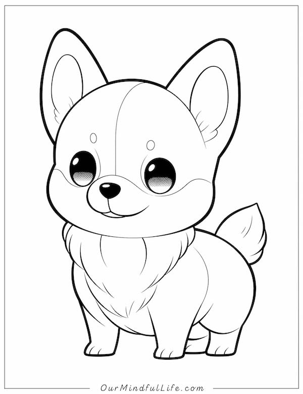 Simple baby corgi coloring page