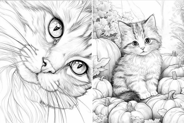 cat coloring pages for kids and adults